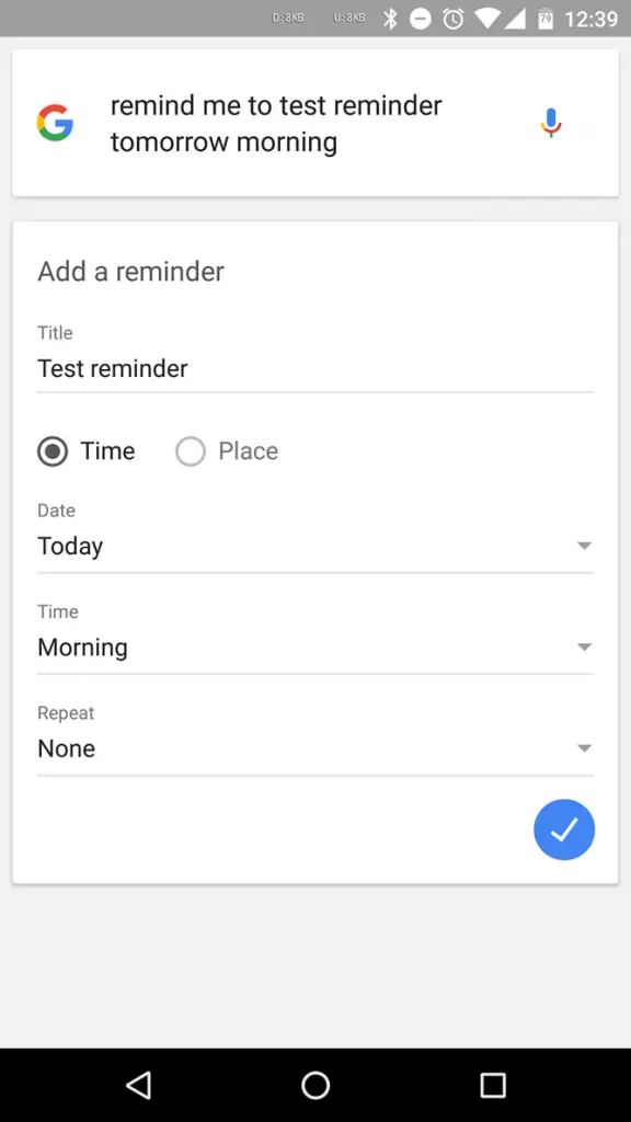 set reminder with google voice actions