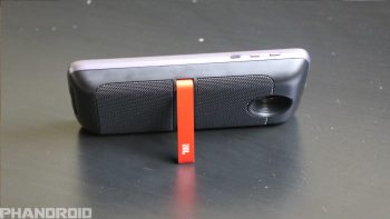 Moto Z Force JBL Speaker Propped