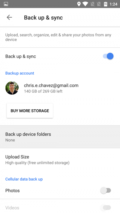 my google photos backup from diffieredevice