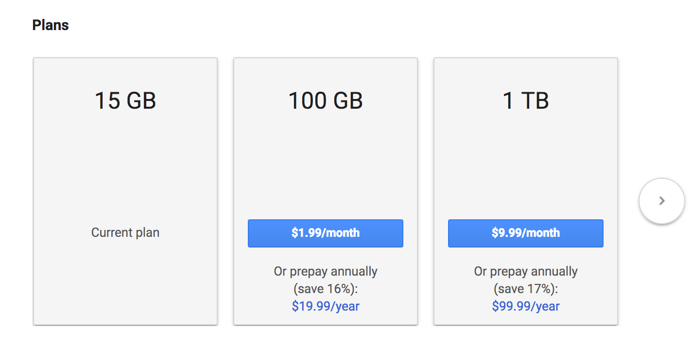 how much does google drive cost every month