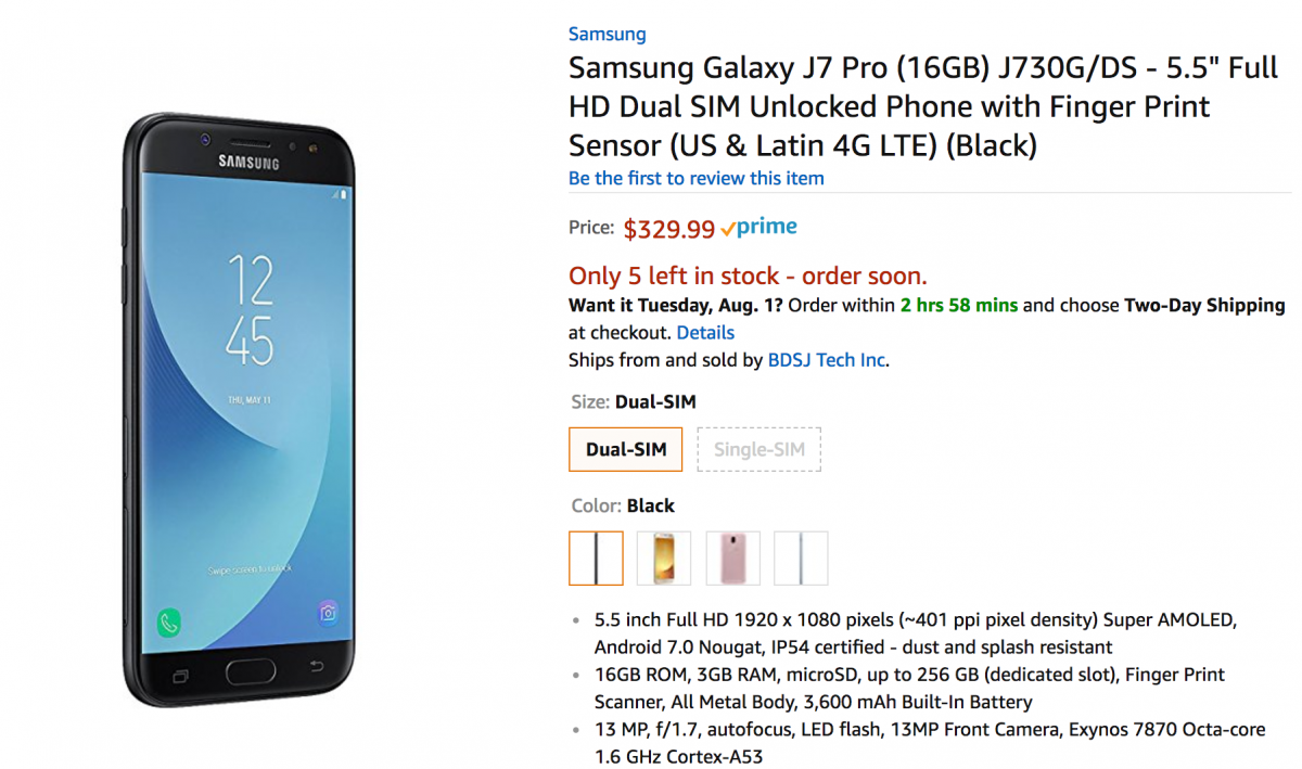 samsung galaxy j7 pro amazon