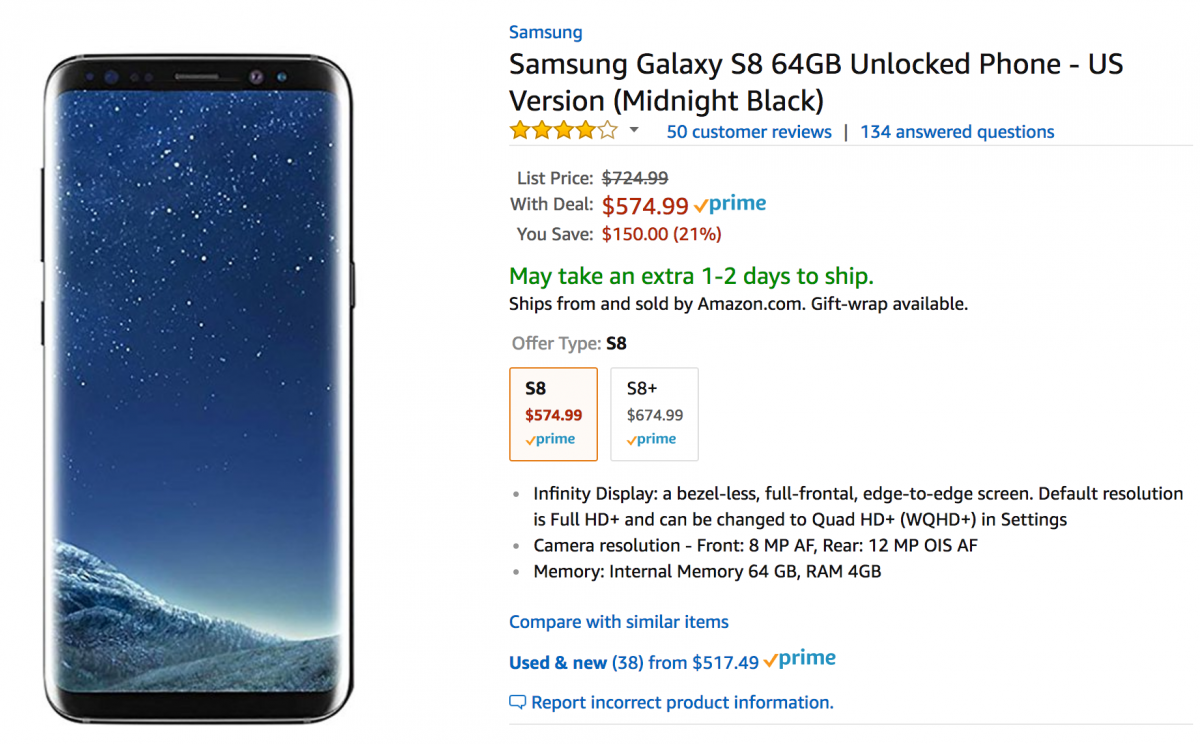 samsung galaxy s8 refresh rate