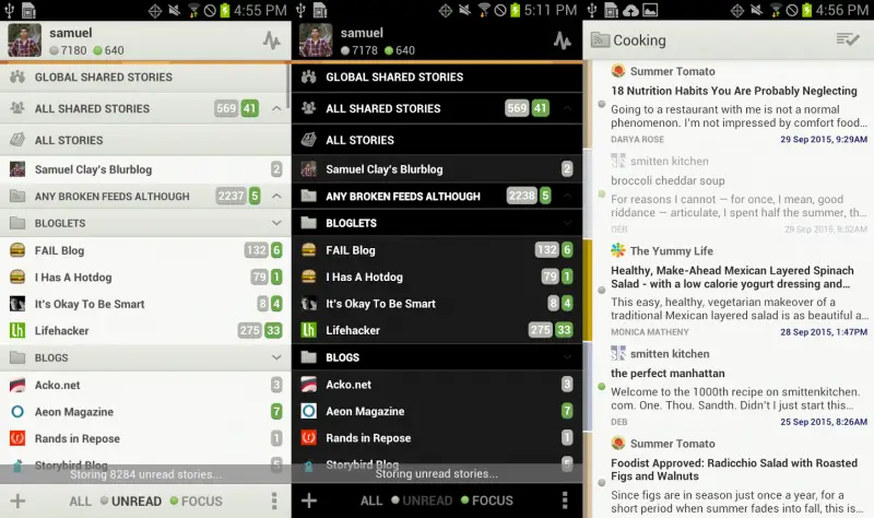 rss reader android push notifications