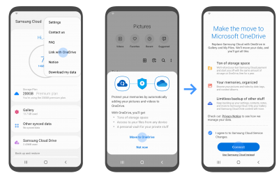 Перенос данных с samsung cloud на onedrive