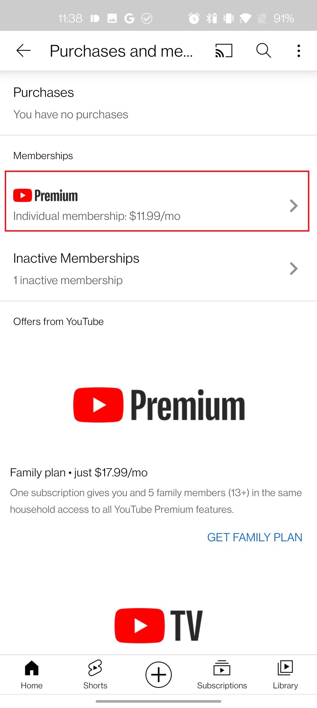 Cancel YouTube Premium Steps 3
