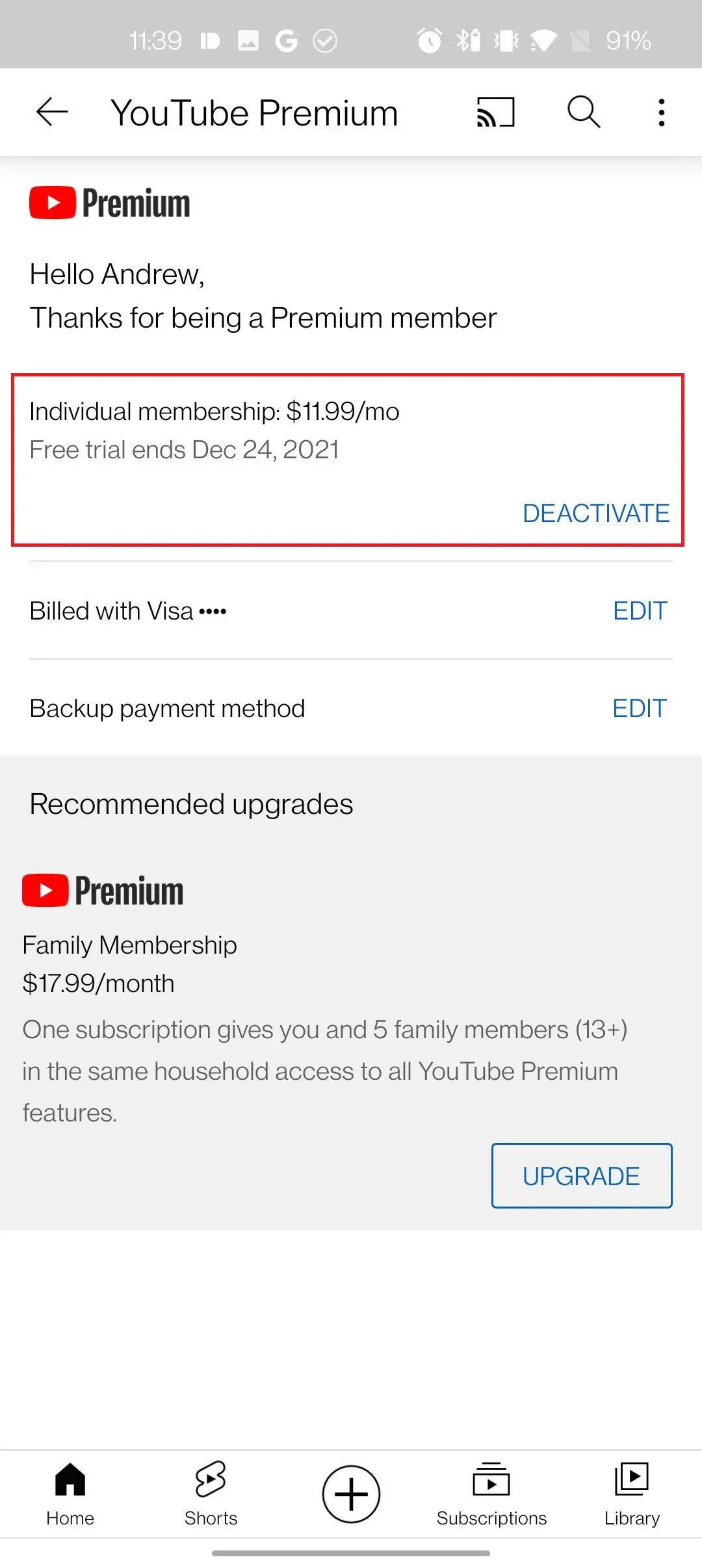 Cancel YouTube Premium Steps 4 Alt
