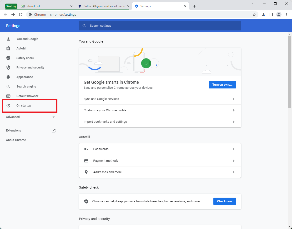 Chrome On Startup Settings