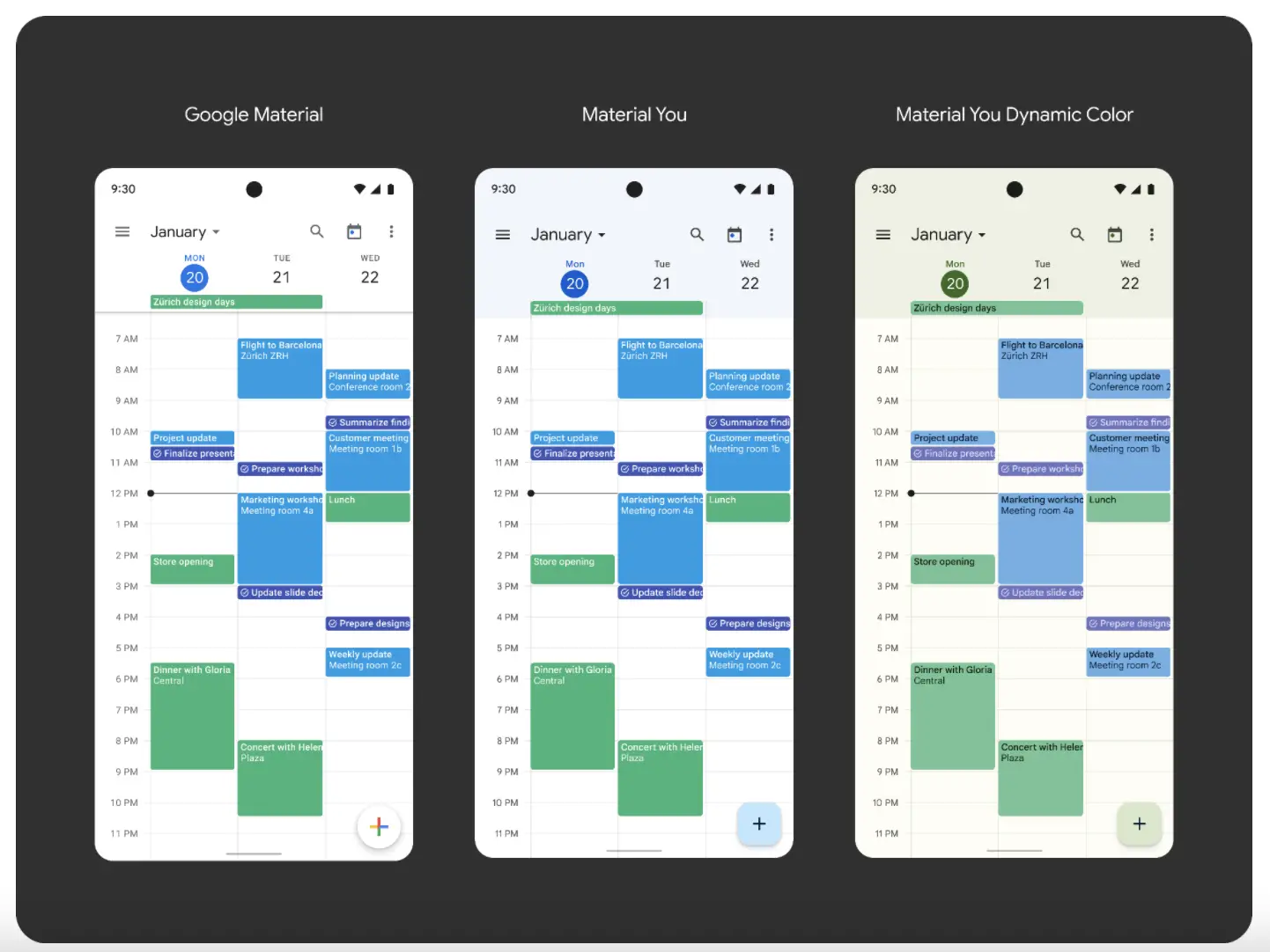 Google Calendar Android 12 Material You Design