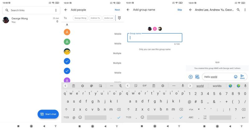 android messages group text