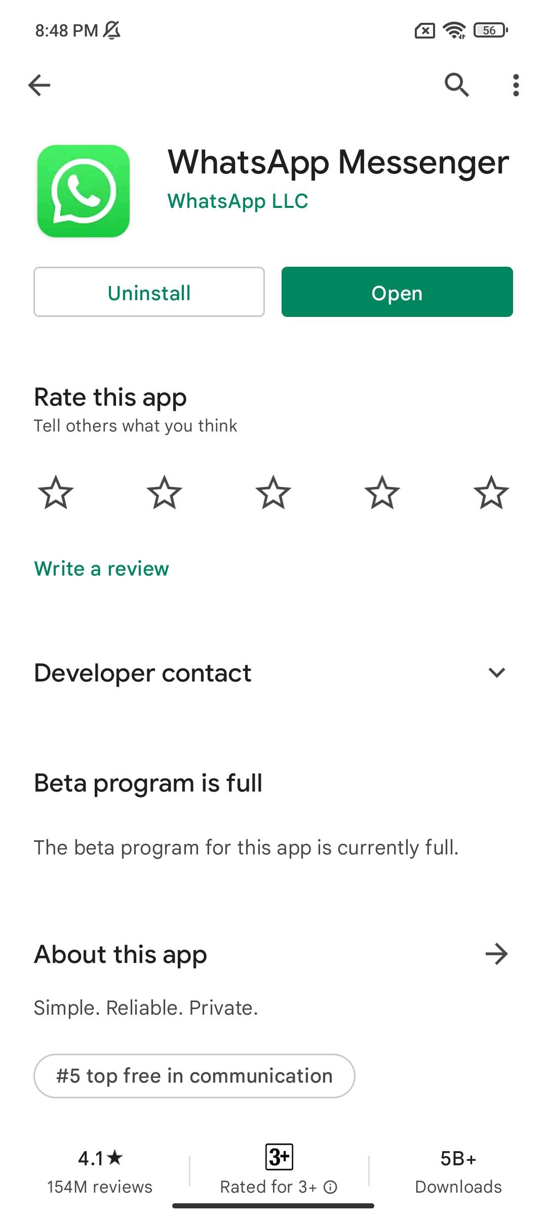 Android App Beta Slot Full