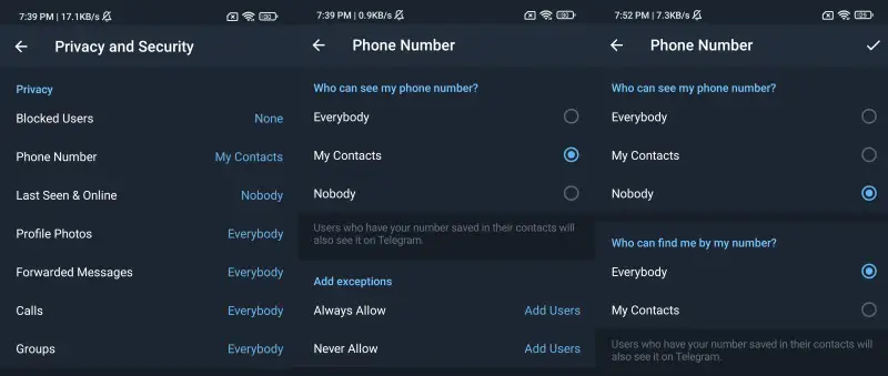 Hide Phone Number Telegram 3