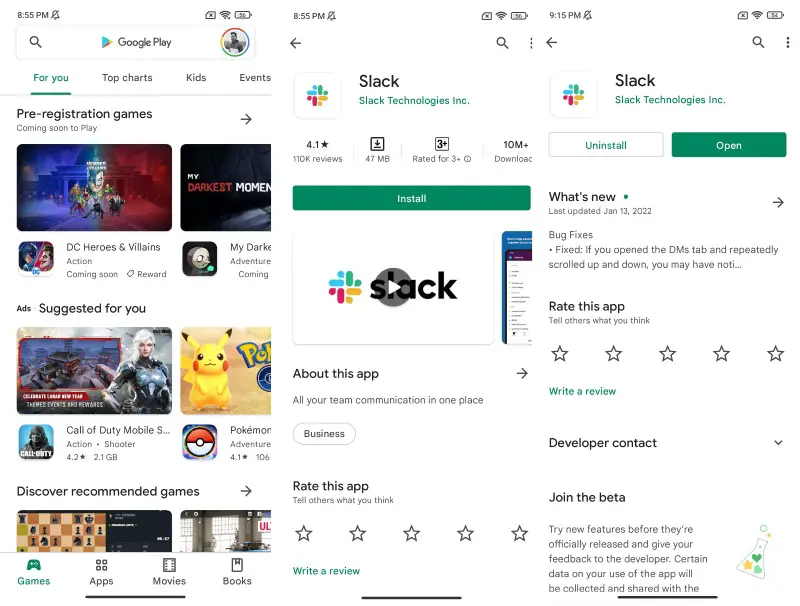 3 steps to install Google Play apps from a web browser