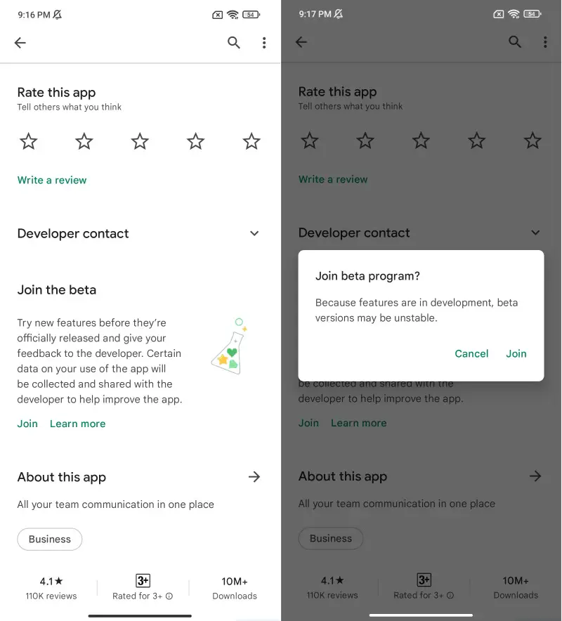 Sign up Android App Beta