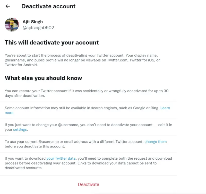 Delete Twitter Account 4