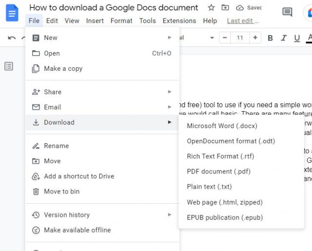 How To Download A Google Docs Document