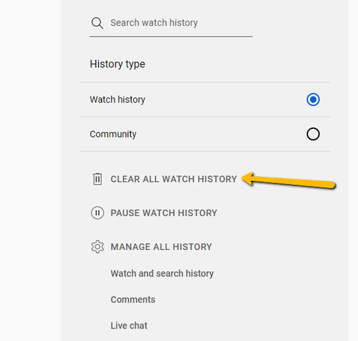 how to clear youtube history 2
