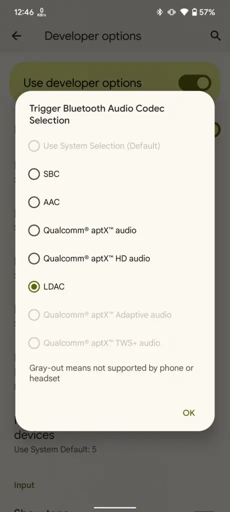 Change Bluetooth Audio Codecs Android 2