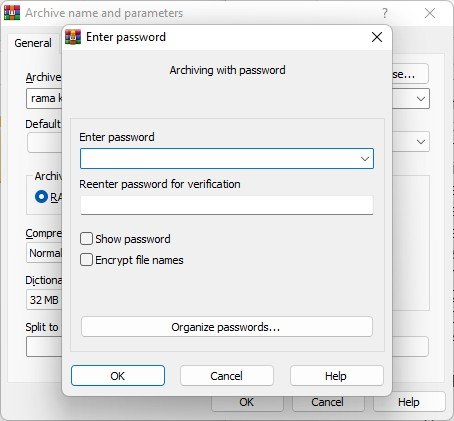 password protect zip winrar 3