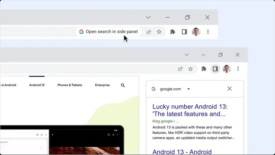chrome search side panel
