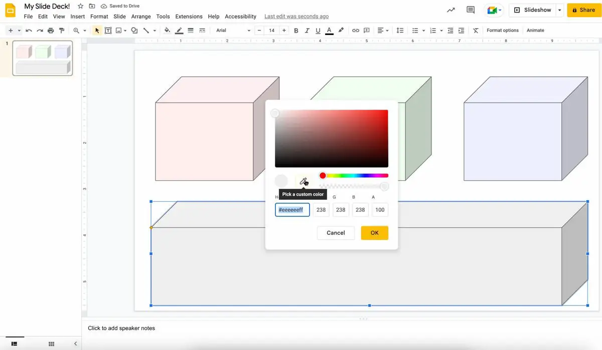 google docs sheets color palette