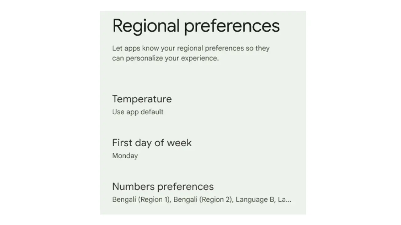 android 14 preferences